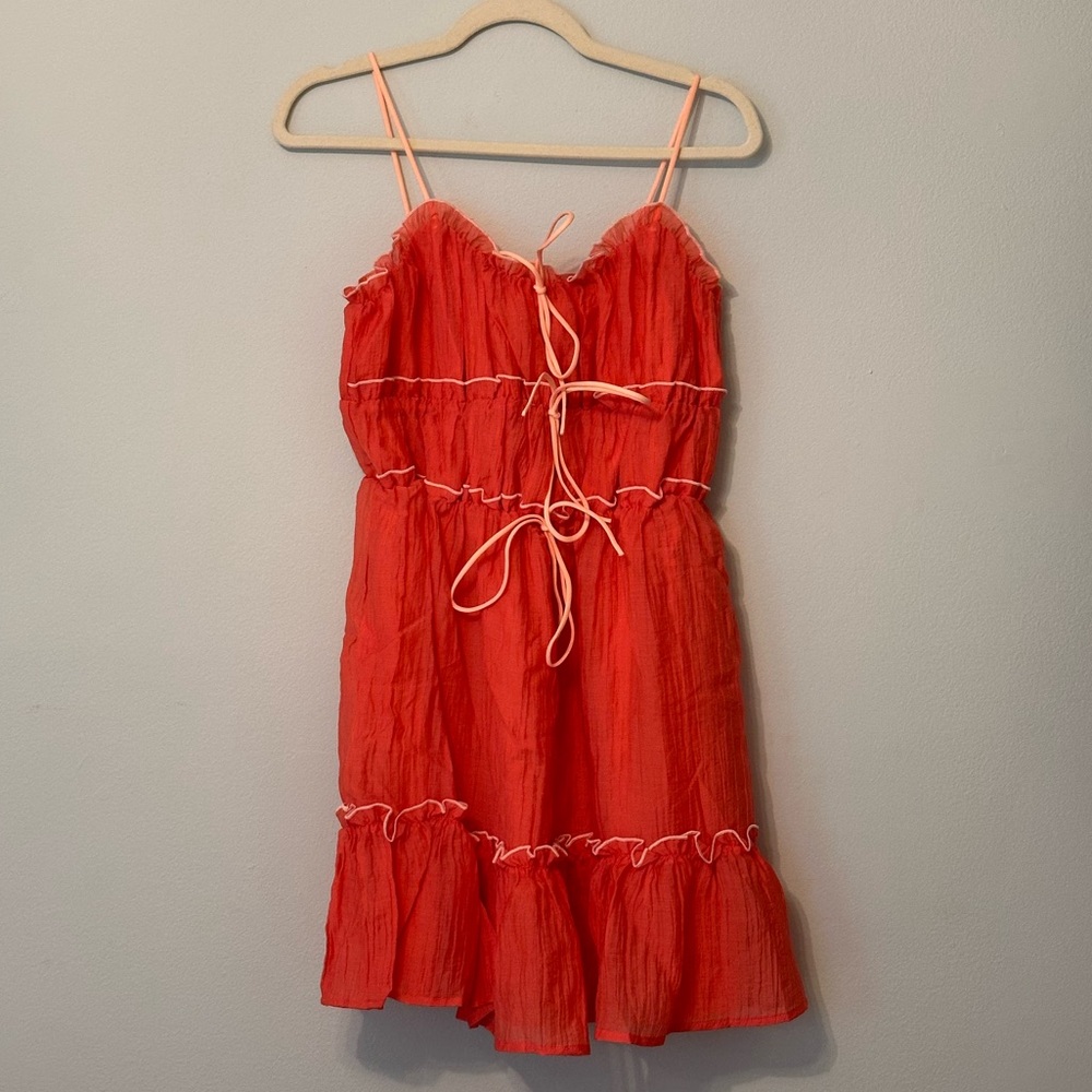 Never Worn Ruffle Tiered Coral Mini Dress